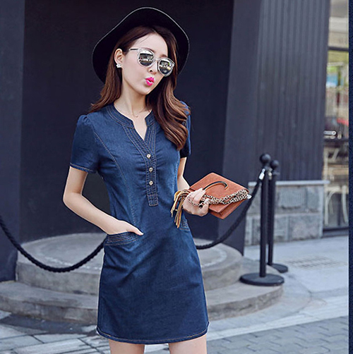 ĐẦM JEAN CỔ V 